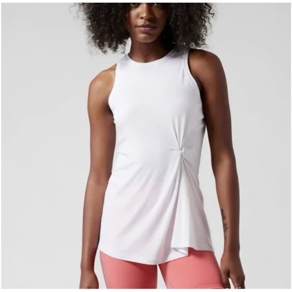 Athleta Radiate Twist Tank Top White Activewear Lightweight Size Extra Small